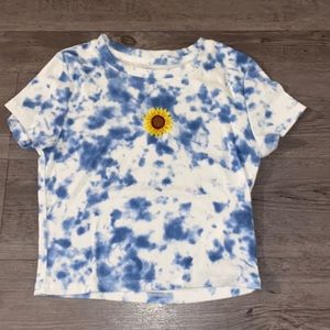 Blue tie dye with sunflower
